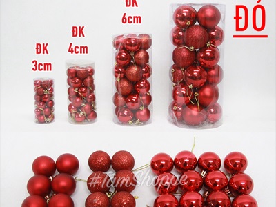 Hộp trụ 24 trái châu Noel 3 kiểu cùng cỡ ĐK từ 3-8cm TRAICHAU-26